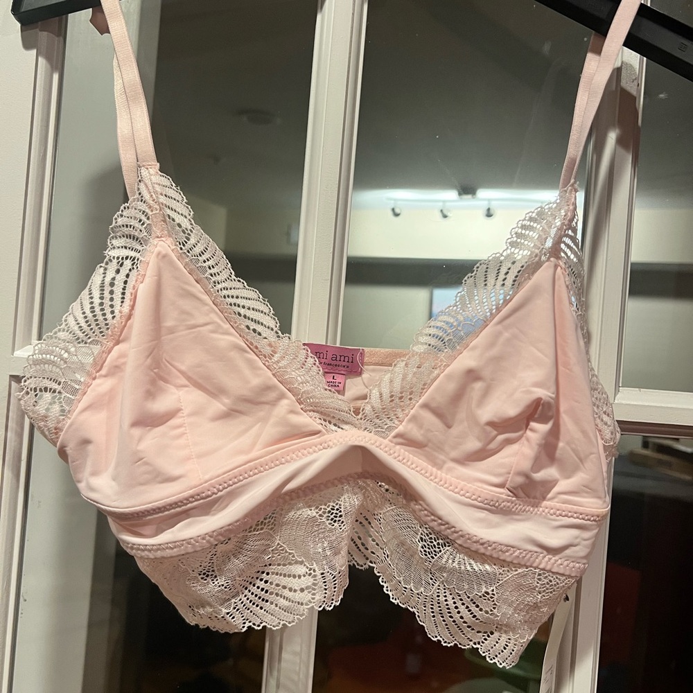 miami pale pink lace bralette with scalloped trim